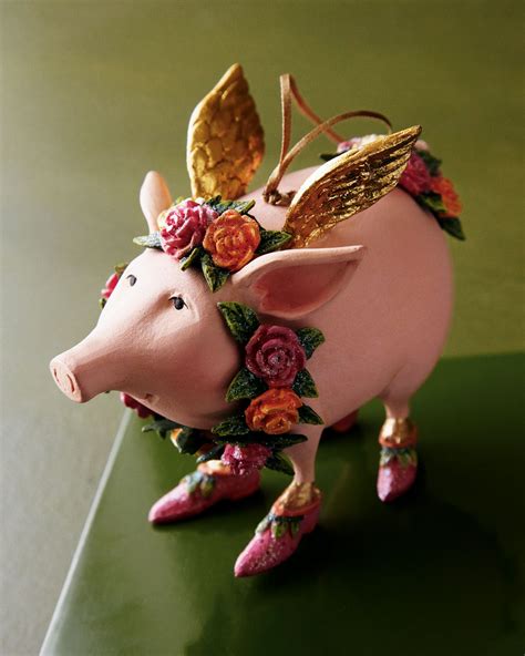 Patience Brewster "Rose" Flying Pig Christmas Ornament