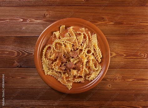 pasta mafalde with beef Stock Photo | Adobe Stock