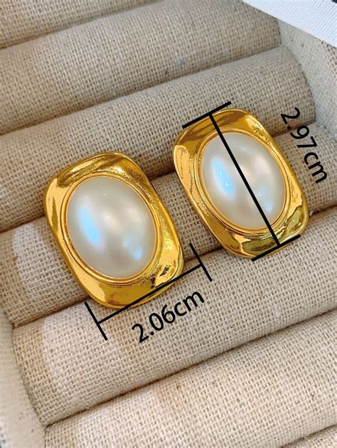 French Vintage Style Square Pearl Stud Earrings, Small Batch Design, & Elegant, New Arrival In ...