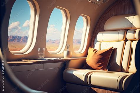 Interior of luxurious private jet with leather seats. Generative Ai ...