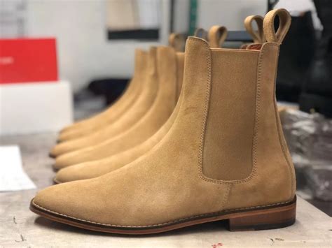 Tan Suede Chelsea Boots for Men Slip on Leather Boots