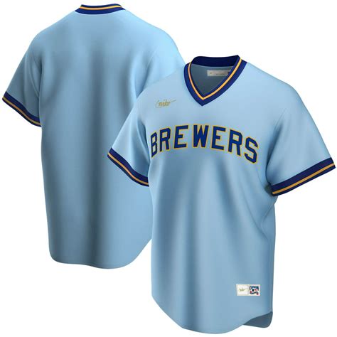 Milwaukee Brewers Nike Road Cooperstown Collection Team Jersey - Powder ...