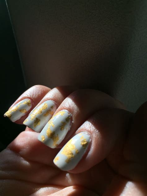 24k Gold Leaf Nails | Gold leaf, Nails, Convenience store products