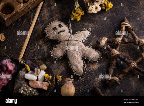 Voodoo doll. Black magic esoteric ritual Stock Photo - Alamy