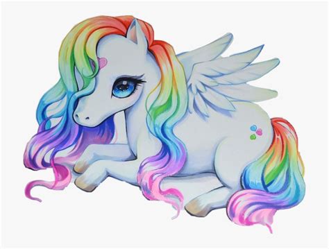 Transparent Rainbow Unicorn Clipart - Realistic Cute Unicorn Drawing , Free Transparent Clipart ...