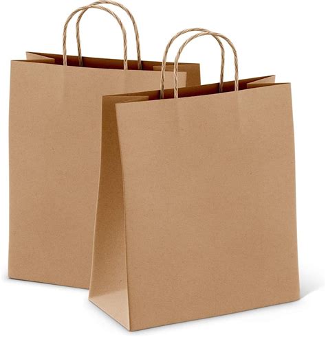 Brown Shopping Bags 13" x 7" x 17", Pack of 200 Brown Paper Bags with Handles Bulk, 150 GSM ...