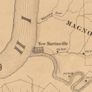 1865 Farm Line Map of Wetzel County WV Showing Oil Wells Property Names ...