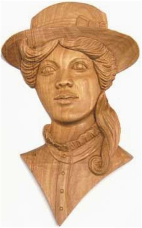 Wood Carving Art: Woman with Hat