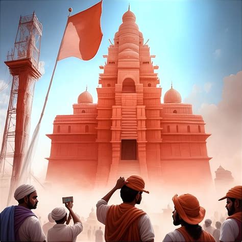 Premium AI Image | Indian Hindu Temple Construction Jai Shri Ram