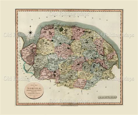 Antique County Map of Norfolk circa 1801