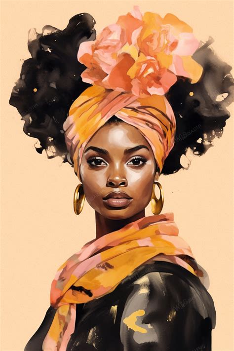 Portrait African woman wears bandana for curly hairstyles. Shenbolen ...