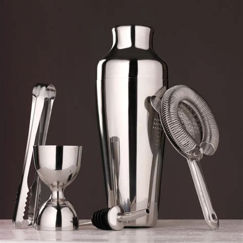 5 pieces Stainless steel cocktail shaker set shaker cup easy to ...