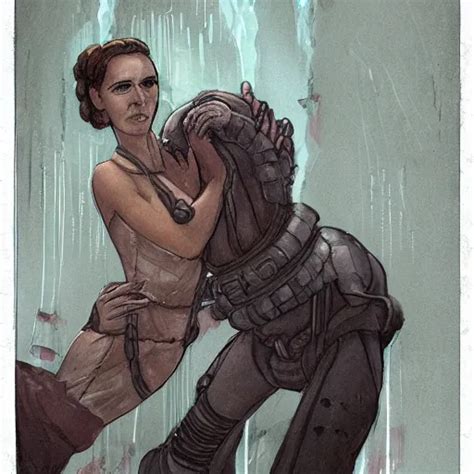 leia organa strangled by dianoga, fantasy concept art | Stable Diffusion