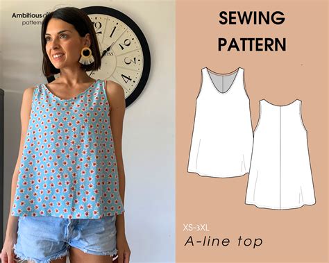 Top Sleeveless A line PDF Sewing Pattern Instant Download | Etsy