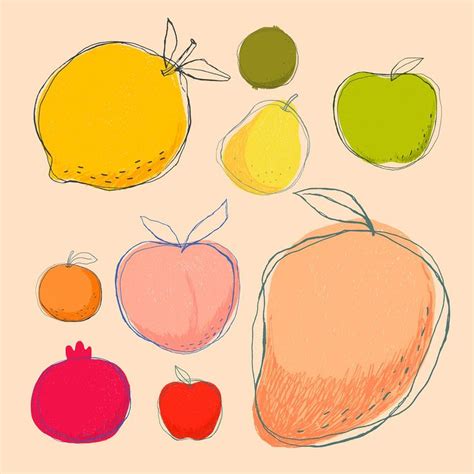 Cute doodle art fruit vector collection | free image by rawpixel.com ...