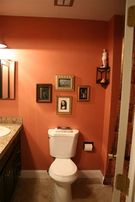 The "Loo"vre, from the door looking in. The paint color is Benjamin Moore's Savannah Clay. I ...