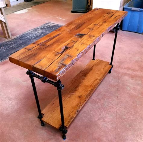 Reclaimed Wood Console Table with Shelf