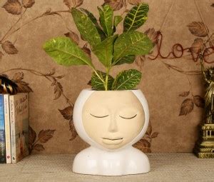 Justoriginals Nun Face Shape Ceramic Flower Pot (Color: White) Plant Container Set Price in ...