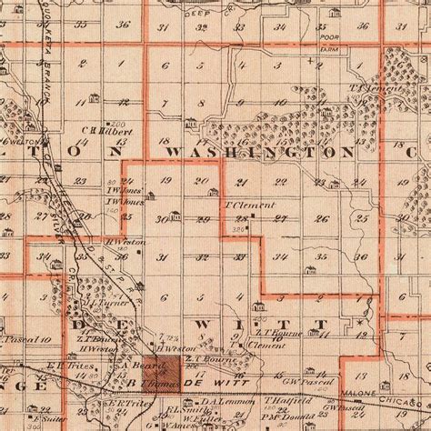 Vintage Map of Clinton County Iowa, 1875 by Ted's Vintage Art