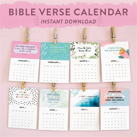 Calendrier verset de la Bible Imprimable calendrier 2019 | Etsy ...