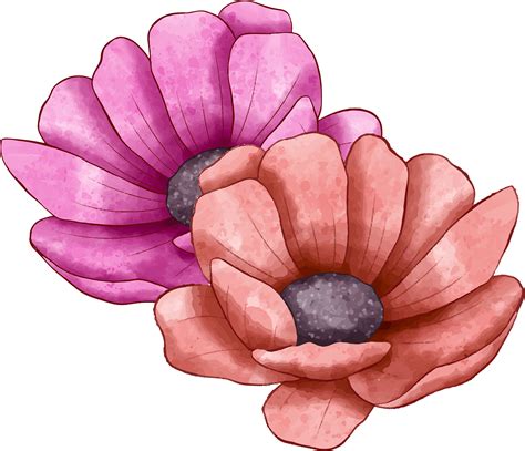 Hand painted colorful flower Flower Png Images, Vector Flowers, Painted Flowers, Colorful ...