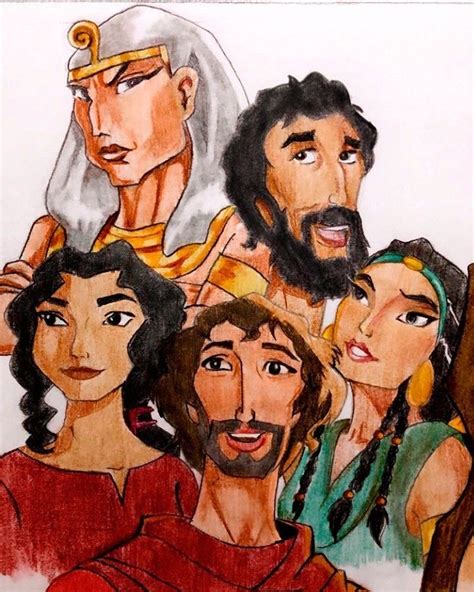 A drawing of The Prince Of Egypt, Ramses, Miriam, Aaron, Moses and Tzipporah. | Prince of egypt ...