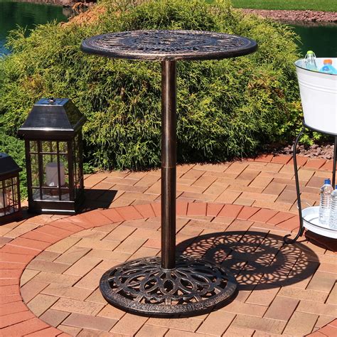 Small Bar Table Outdoor - Best Choice Products Outdoor Bar Height Cast Aluminum Round Patio ...