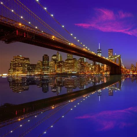 Brooklyn Bridge Sunset New York Manhattan Stock Photo - Image of ...