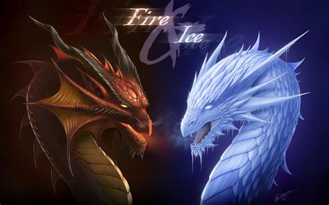 Fire and Ice Dragons HD Wallpaper