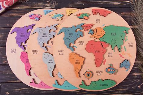 Kids World Map Wooden Toys , Montessori Puzzle, Wooden World Map, Educational Toy - Etsy ...