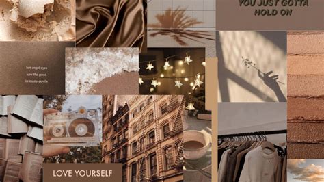 Download Soft Brown Aesthetic Collage Desktop Wallpaper | Wallpapers.com