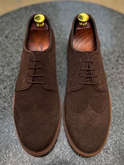 Brown Suede Leather Brogue Shoes – deux.amicci2021