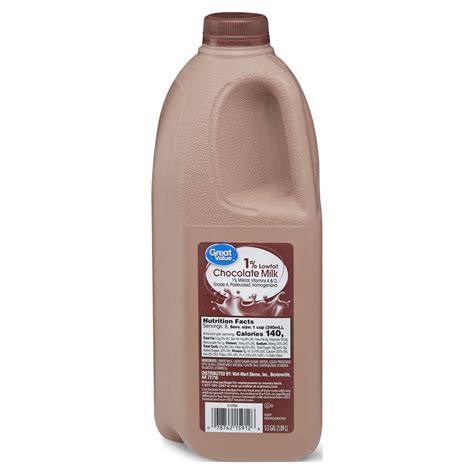 Great Value 1% Low-fat Chocolate Milk Half Gallon, Plastic, Jug, 64 Fl ...