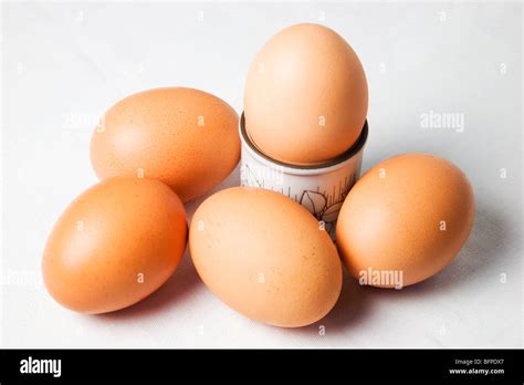 Five Eggs on a White Background Stock Photo - Alamy