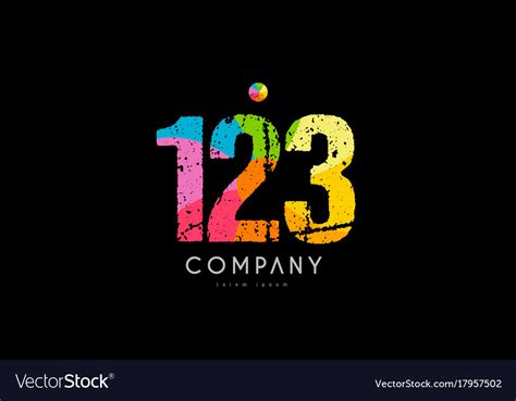 123 number grunge color rainbow numeral digit logo