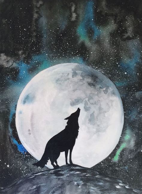 Howling Wolf watercolour painting. Art Print, Signed Limited Edition. | Wolf painting ...