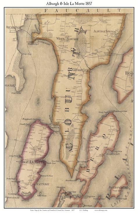 Alburgh & Isle La Motte, Vermont 1857 Old Town Map Custom Print - Franklin Co. - OLD MAPS