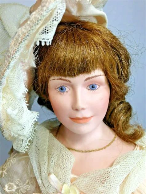 THELMA RESCH RARE Victorian Lady Vintage Porcelain Doll Peach Cream Dress 19" $150.00 - PicClick