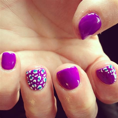 Nails shellac gelish gel nails nail art purple cheetah teal Cheetah Nail Designs, Cheetah Nails ...