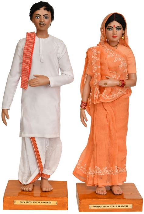 Man and Woman from Uttar Pradesh Traditional Dresses Images ...