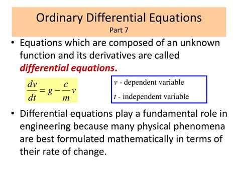 PPT - PART 7 Ordinary Differential Equations ODEs PowerPoint Presentation - ID:4157292