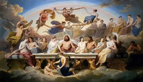 Greek mythology, Banquet of the Gods, Carlo Bellosio, painting, classic ...