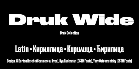 Druk Wide by Berton Hasebe, Commercial Type, Ilya Ruderman, Yury Ostromentsky | Local Fonts