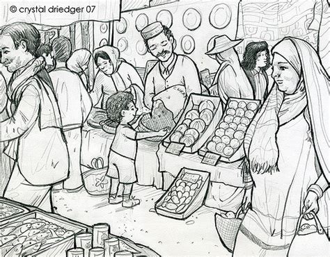 Market Sketch at PaintingValley.com | Explore collection of Market Sketch