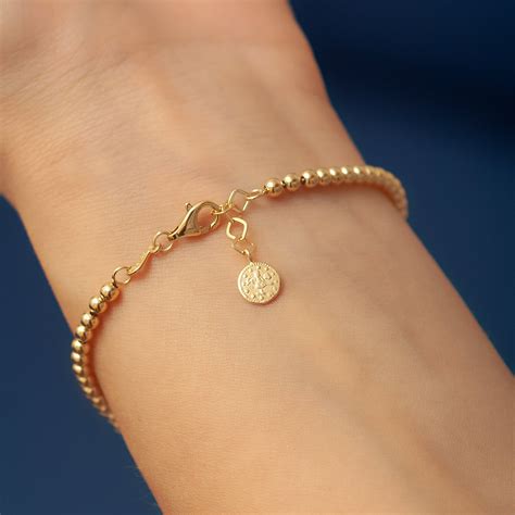 3mm Gold Beaded Ball Bracelet 14k 18k Gold Gold 3 Mm Ball - Etsy UK