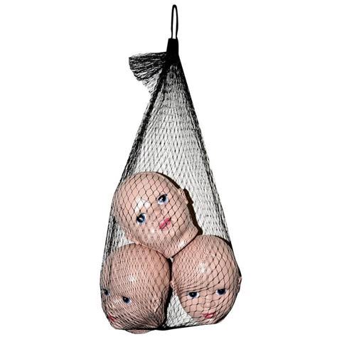 2.5 Inch Decorative Doll Heads Props in Mesh Bag Halloween Accessory, 3 Heads | Хэллоуин