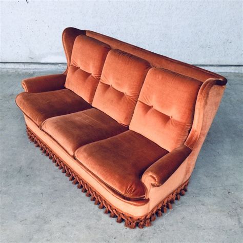 For sale: Vintage 1960's Soft Velvet 3 Seat Sofa with Fringe | #vntg #vintage Vintage Sofa ...