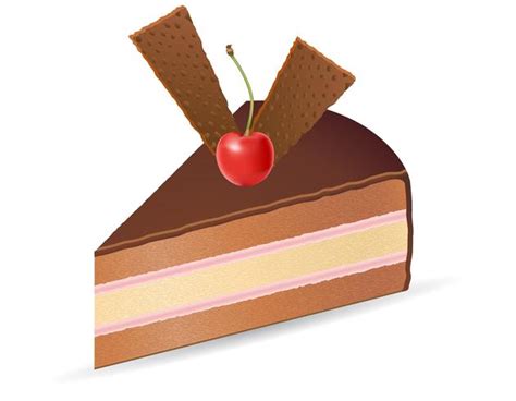 pedazo de pastel de chocolate con cerezas vector illustration 514156 ...