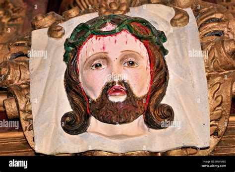 Spain, St. James Way: Image of dead Christ in the parish church Iglesia de Santiago in ...