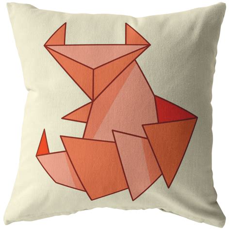 Origami Fox Throw Pillow Cute Paper Folding Design Orange Red Fox Diy Pillows, How To Make ...
